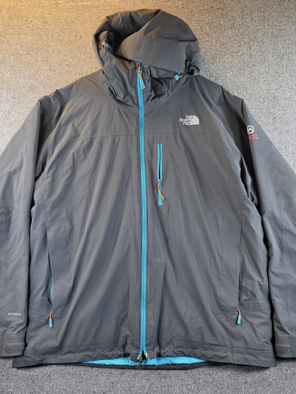 The North Face Summit Series Men XXL HyVent PrimaLoft Hooded Jacket Gray 2XL